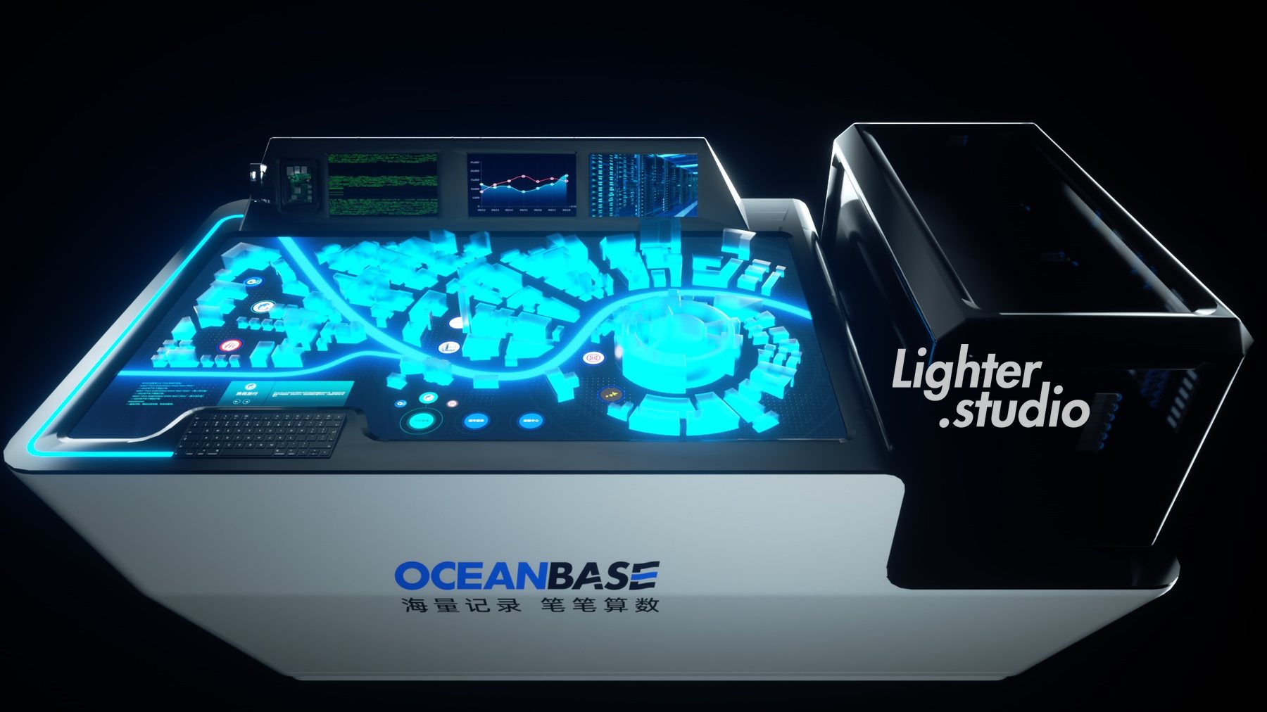OceanBase 数据可视化乐高城市交互装置现场画面